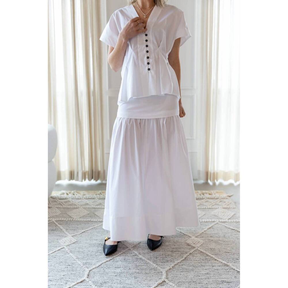 NEW HOUSE OF DAGMAR cotton maxi skirt in white